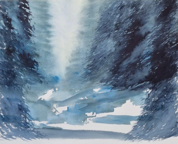 Vinter i skogen 1 i gruppen Alla konstverk / Akvarell hos NOA Gallery (100185_Anna Jormin 13)